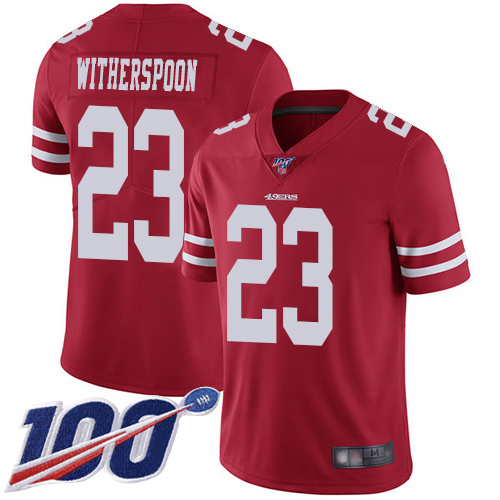 San Francisco 49ers Limited Red Men Ahkello Witherspoon Home NFL Jersey #23 100th